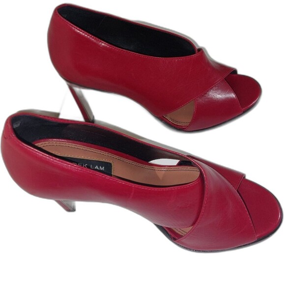 DEREK LAM Women's Leather Trey Stiletto 4" Heel Lipstick Red Size 7.5B EUC - Picture 13 of 16